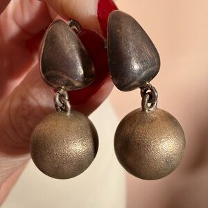 Vintage Mexico Sterling silver .925 Modernist Oversized pierced Earrings